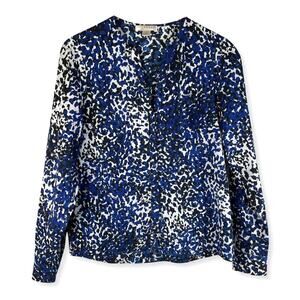 Kenar Long Sleeve Blouse Work Top Blue White S Career Office Modest Whimsigoth